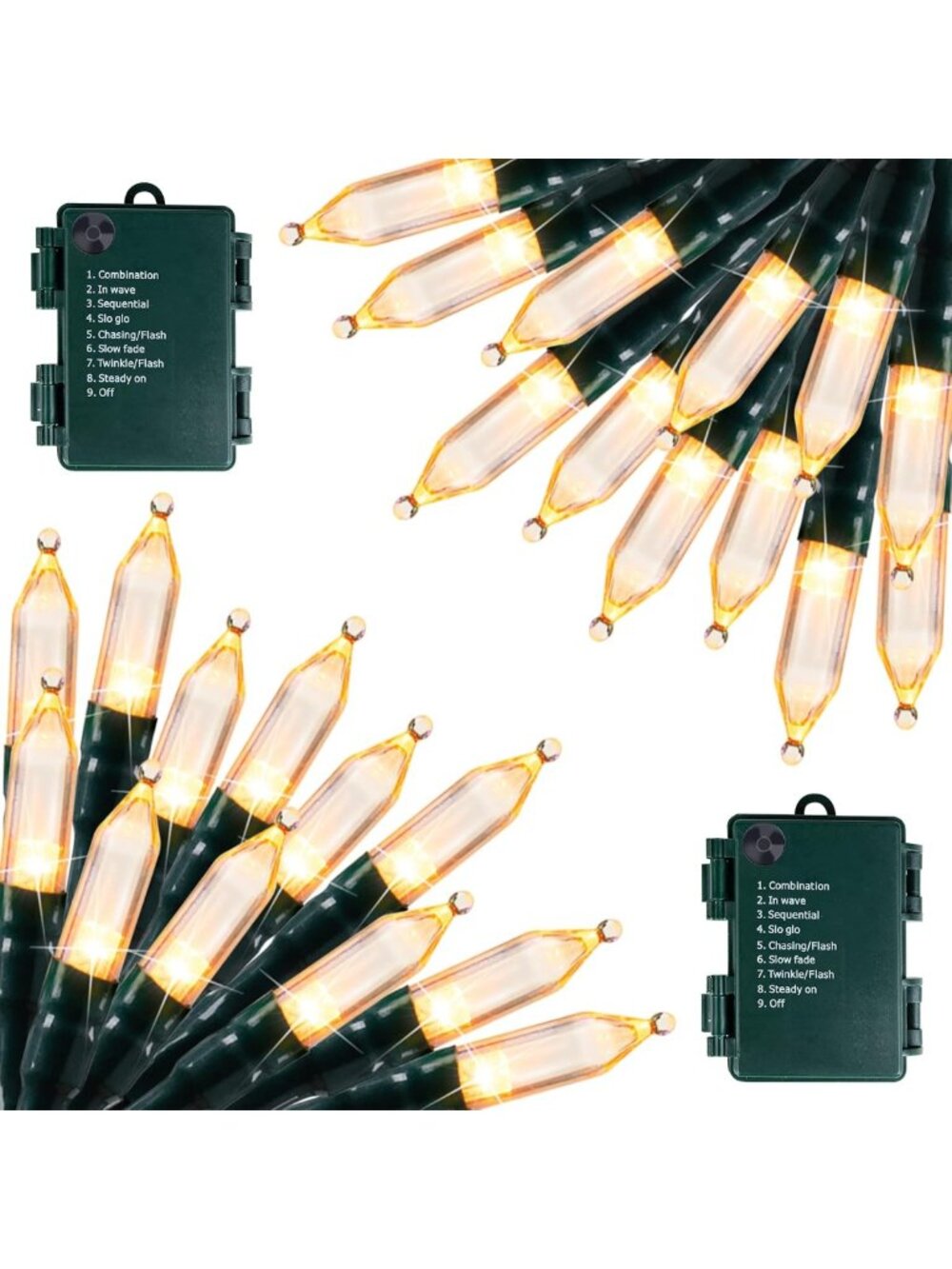 Battery Operated Christmas Lights 2 Pack, 18FT, 50 LED Warm White String Lights